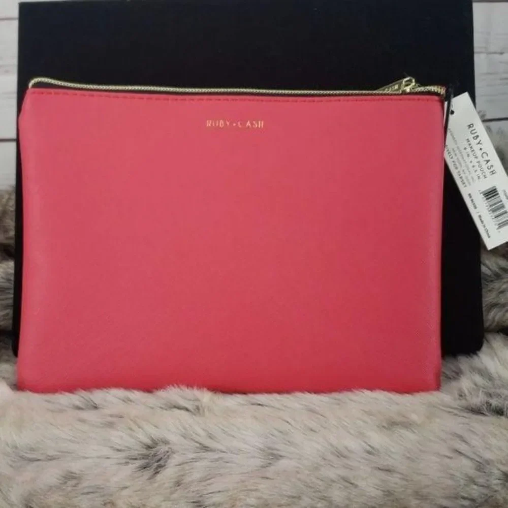 Ruby‎ + Cash Heart Breaker Makeup Pouch Red Faux Leather Cosmetic Bag RC-1593